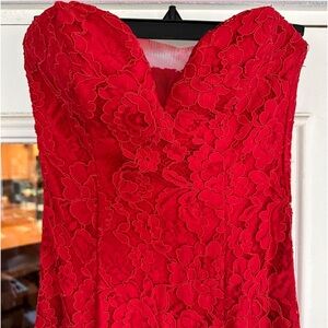 Red lace dress